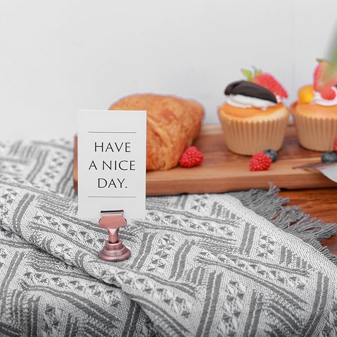 Urban Deco 16PK Table Number & Place Card Holders - 1.7 Inch Steel Holders for Photos, Food Signs, Memo Notes, Weddings, Restaurants, Birthdays (Copper)