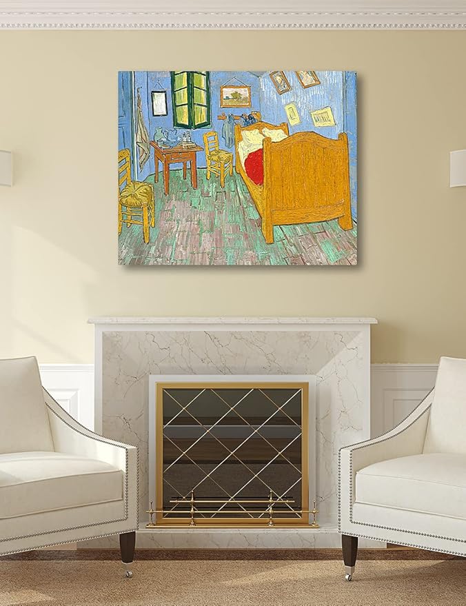 DECORARTS - Bedroom in Arles (Third version), Vincent Van Gogh Art Reproduction. Giclee Print on Canvas. Wall Art for Home. 40x32