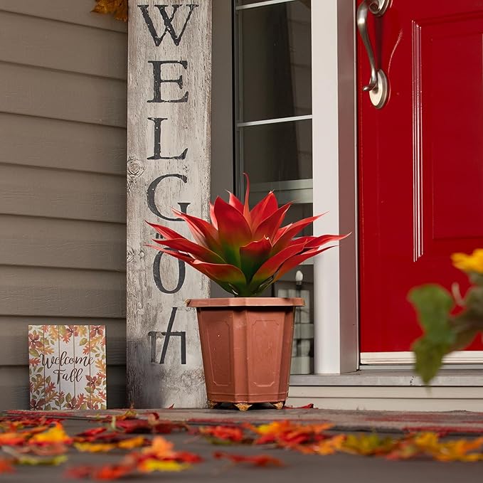 Velener Fall Fake Agave Artificial Plant, Red Fake Succulents Plant for Room Decor, Unpotted Faux Agave Stems Plant for Fall Outdoor/Indoor Decor, 18 inches, Set of 1