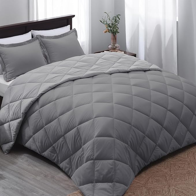Basic Beyond King Size Comforter Set - Grey King Comforter Sets, Reversible King Bed Comforter Set for All Seasons, Charcoal Gray/Grey, 1 Comforter (104"x92") and 2 Pillow Shams (20"x36"+2")
