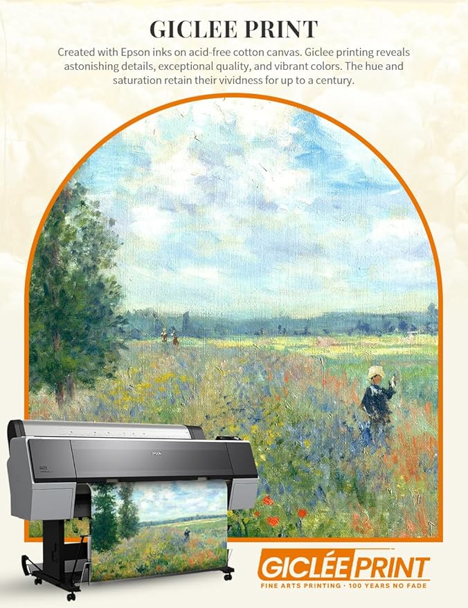 DECORARTS - Claude Monet Poppy Fields Near Argenteuil Giclee Print with Gold Solid Wood Frame, Impressionist Large Framed Wall Art, Ready to Hang, Framed Size 34.75x28.75, Made in USA