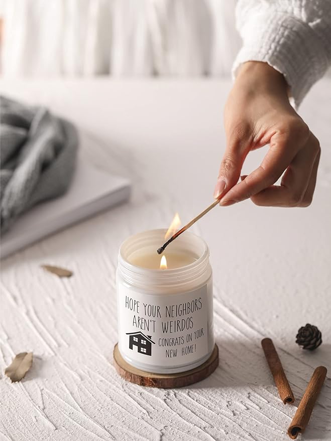 Housewarming Gifts for New Home, Housewarming Scented Candle, New Home Candle, New House Gift, Funny House Warming Gifts, New Homeowner Gift Idea (White)