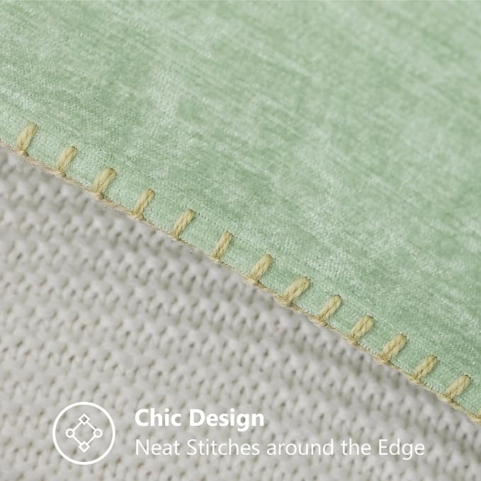 decorUhome Christmas Chenille Soft Throw Pillow Covers 16x16 Set of 2, Farmhouse Velvet Neutral Decorative Euro Pillow Covers with Stitched Edge for Couch Sofa Bed Home Decor, Sage Green