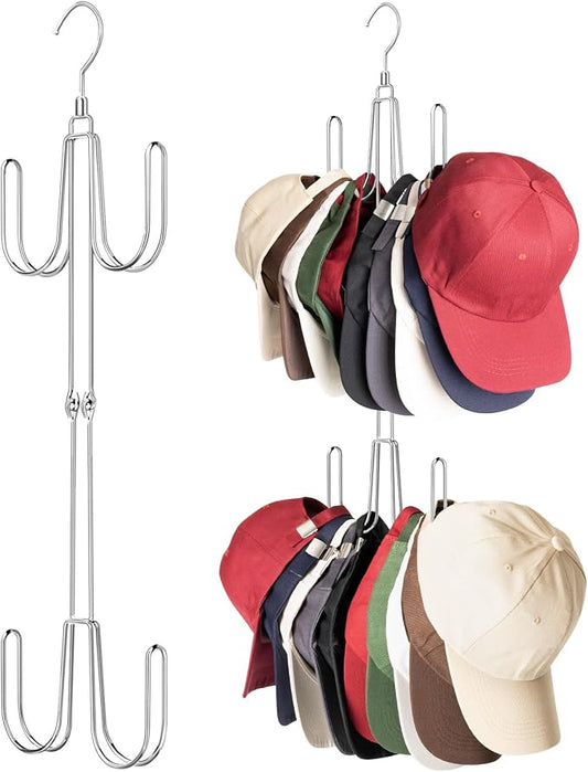 Hat Hangers for Closet, 1 Pack Stainless Steel Hat Organizer, Hat Racks for Baseball Caps, Cap Organizer for Baseball Caps, Silvery