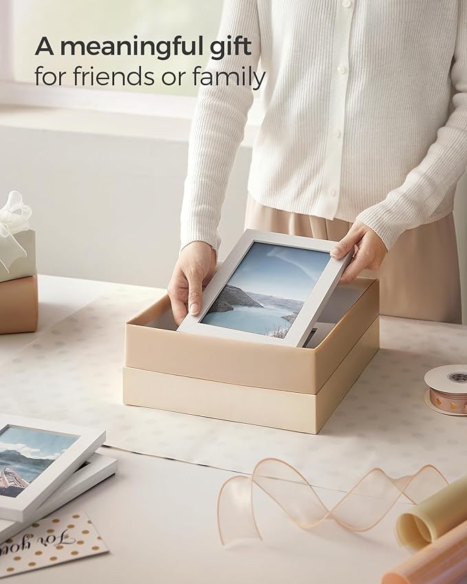 SONGMICS Picture Frames, Collage Picture Frames Set of 10, Two 8x10, Four 5x7, Four 4x6, Photo Frame for Wall Gallery Decor, Table Display, Glass, Cloud White URPF010W01V1