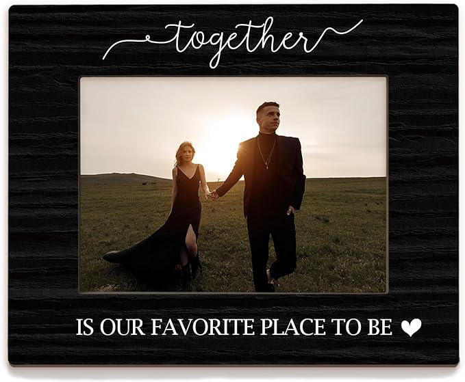 Couple Picture Frame 5x7, Couple Photo Frame, Christmas Birthday Couples Gifts for Him Her, Together is Our Favorite Place to Be Black Wooden Picture Photo Frames for Desk Home Room Decor