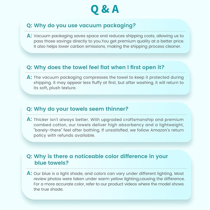 SEMAXE 12-Piece Family Bathroom Towel Set - 100% Cotton, 4 Bath Towels, 4 Hand Towels, 4 Washcloths, Ultra-Soft and Super Absorbent, Lighter Weight