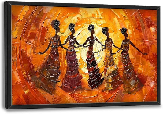 Quorin African American Large Wall Art Abstract Black Girl Women Dance Pictures Wall Decor Retro Ethnic Canvas Print Painting Artwork for Bathroom Living Room Bedroom 36L x 24W