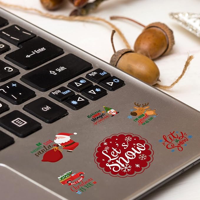 Epakh 45 Pcs Large Christmas Inspirational Vinyl Stickers for Crafts Scrapbooking Christmas Ball Bottle Decals Positive Word Window Stickers Motivational Quote Wall Decal, 45 Color Words(Cute Style)