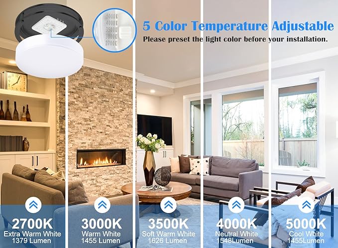 Black Flush Mount Ceiling Light, 13 Inch LED Ceiling Light Fixture with 5CCT(2700K/3000K/3500K/4000K/5000K Adjustable), 23W Saturn Flush Mount Ceiling Lighting for Kitchen Hallway Stairwell