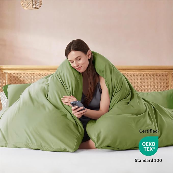 Nestl Twin Duvet Cover Set - Soft Double Brushed Calla Green Duvet Cover Twin, 2 Piece Twin/Twin XL Duvet Cover with Button Closure, 1 Duvet Cover 68x90 inches and 1 Pillow Sham