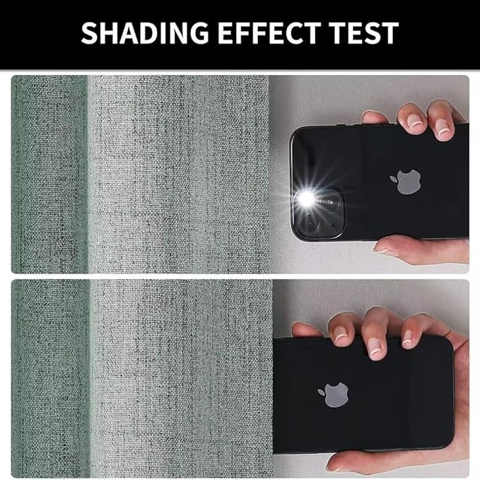 Joydeco Natural Linen Curtains 120 inch Length 2 Panels Set Burg 100% Blackout Patio Door Curtain Room Darkening Sliding Door Curtains Thermal Insulated Back tab Rod Pocket(105x120 inch, Sage Green)