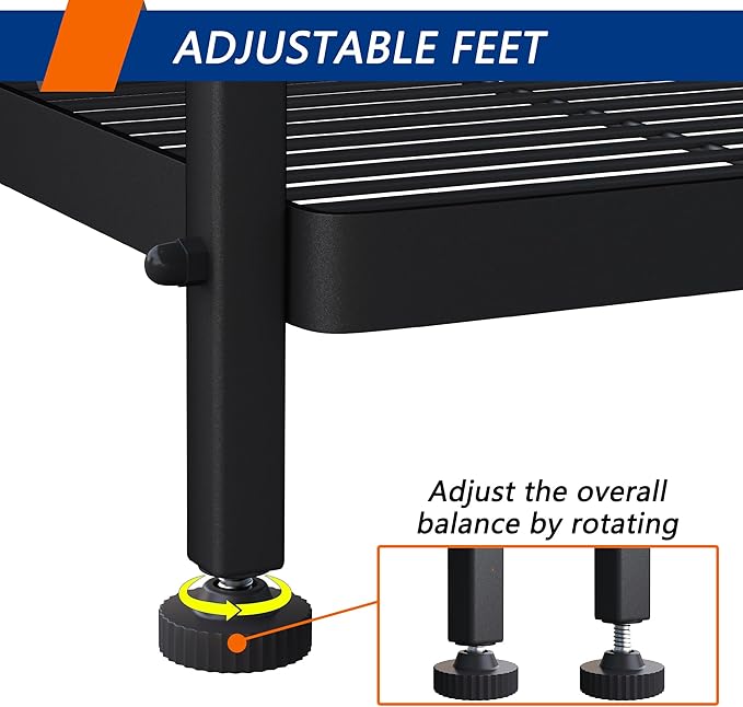 5-Wire Shelving Metal Storage Rack Shelves, Standing Storage Shelf Units for Laundry Bathroom Kitchen Pantry Closet(Black, 21.5L x 12.8W x 50.5H)