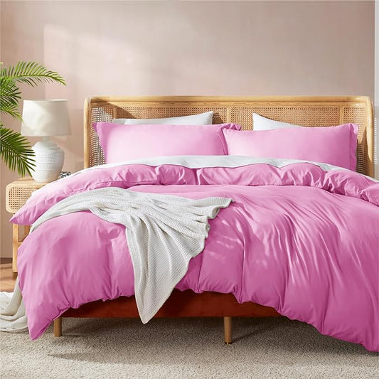 Nestl Light Pink Duvet Cover Full Size - Soft Double Brushed Full Size Duvet Cover Set, 3 Piece, with Button Closure, 1 Duvet Cover 80x90 inches and 2 Pillow Shams