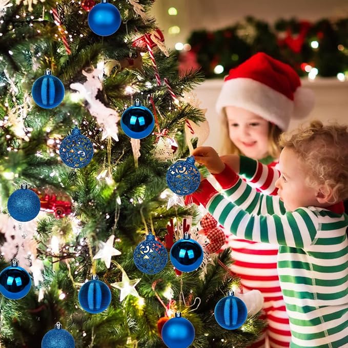 30PCS 2.36" Christmas Ball Ornaments Shatterproof Blue Christmas Tree Decorations Xmas Tree Balls Halloween Ornaments Décor