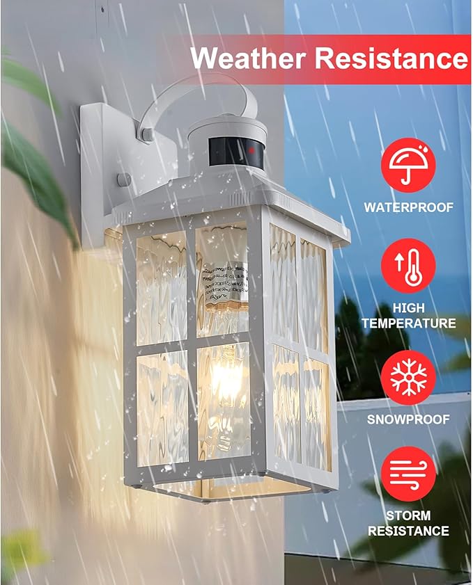 Porch Lights Outdoor with Remote Control: Motion Sensor Exterior Lighting Fixtures Intelligent 3 Lighting Modes Outdoor Wall Lights Sconce Lights for House Patio Front Door Garage