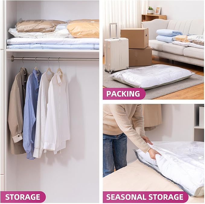 TAILI 8 Pack Vacuum Storage Bags for Comforter and Blankets, XXL Jumbo Vacuum Seal Bags for Bedding (47x39 Inch), Huge Space for Toy, Bedding, Pillows, Save More Closet Space