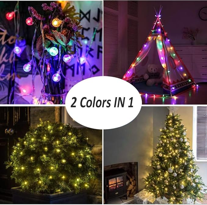 Mocalido 20ft Globe String Lights Battery Operated Outdoor, 40 LEDs Christmas Hanging Lights with Remote, Warm White & Multicolor Waterproof Fairy Lights for Camping Tent Indoor Bedroom Classroom