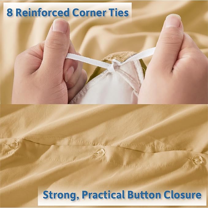 Nestl Twin Duvet Cover Set - Soft Double Brushed Camel Gold Duvet Cover Twin XL, 2 Piece, with Button Closure, 1 Duvet Cover 68x90 inches and 1 Pillow Sham