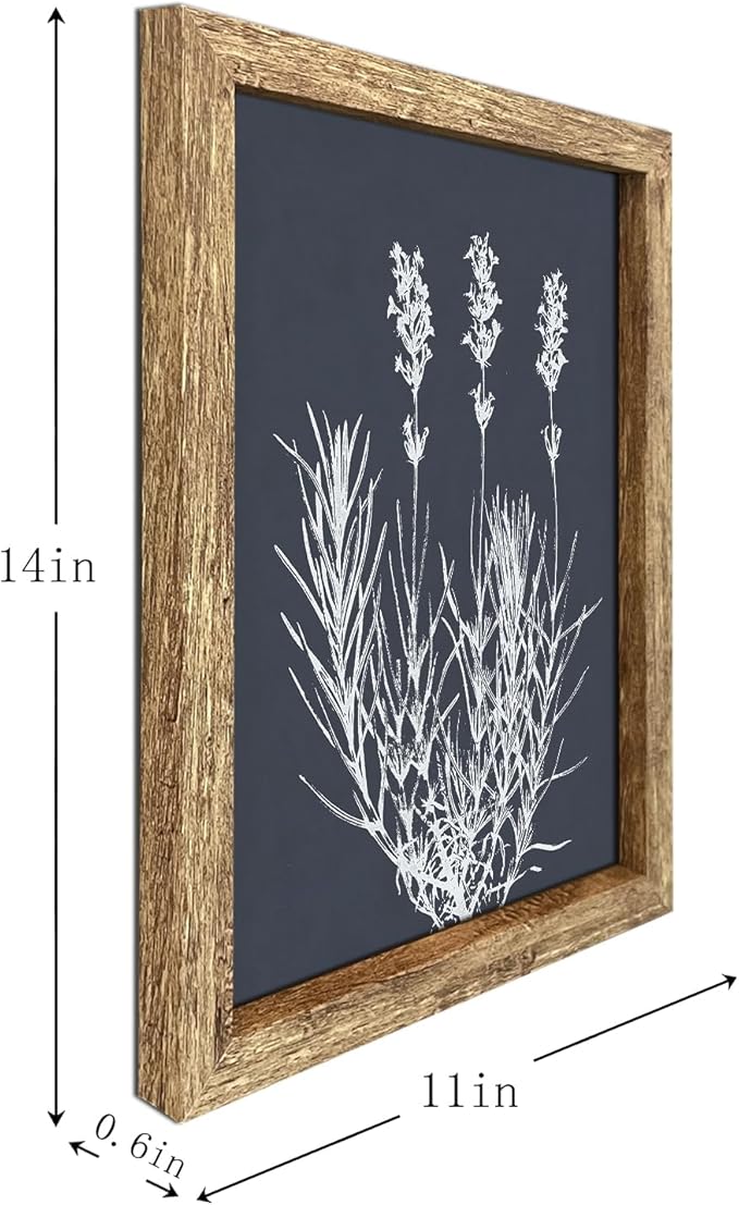 GUMEYJIA Boho Wall Art Set of 4 Framed Herb Prints Botanical White Floral Sketches with Gray and Sage Green Background Modern Farmhouse Decor Home Kitchen Wall Decor (11x14 in)