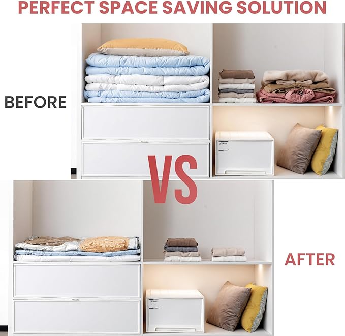 TAILI 4 Pack Vacuum Storage Bags for Comforter and Blankets, XXL Jumbo Vacuum Seal Bags for Bedding (47x39 Inch), Huge Space for Toy, Bedding, Pillows, Save More Closet Space