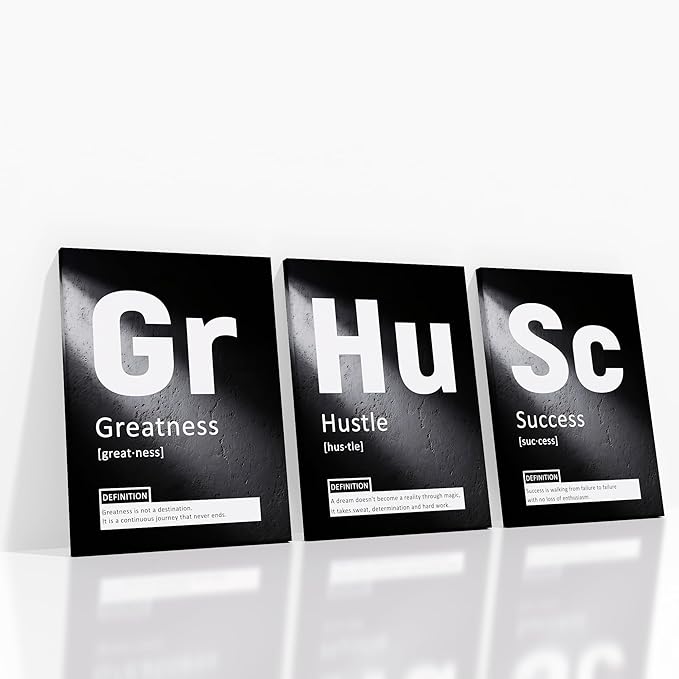 Inspirational Canvas Painting Wall Art Motivational Entrepreneur Quotes Greatness Hustle Success Poster Print Home Decor Artwork for Home Bathroom Picture Stretched and Framed [36''W x 16''H]