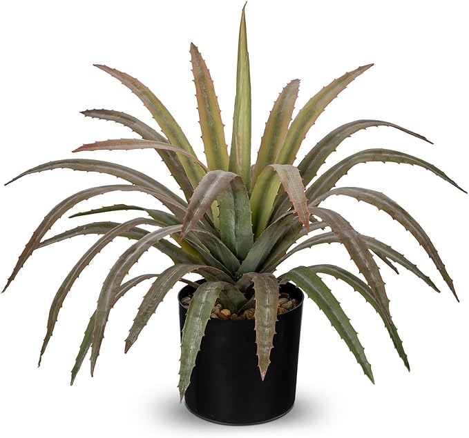 Briful Agave Plant Artificial 17 Inch Fake Potted Plant Large Succulent Fake Plants for Home Office Table Room Indoor/Outdoor Decor (Red)