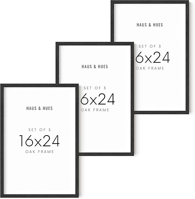 HAUS AND HUES 16x24 Frame 3 Pack - Set of 3, Black Oak Picture Frames 16x24
