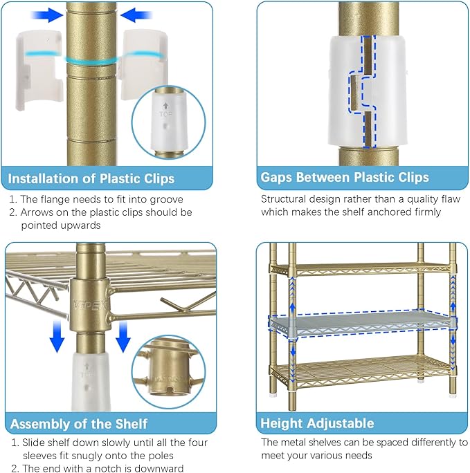 VIPEK V50 Extra Large Portable Closet Rack Bedroom Armoire Freestanding Wardrobe Closet, Heavy Duty Clothes Rack Multi-Functional Metal Clothing Rack for Hanging Clothes, Max Load 1300lbs, Gold