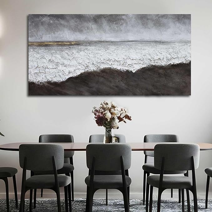 XIANSHOU Black Canvas Artwork For Living Room Abstract Wall Decor Picture on Canvas Large Size Hallway Decor Office Dining Room Decorative Wall Art 29"x58" Ready to Hang