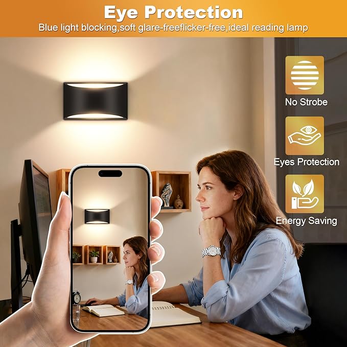 Modern LED Wall Sconces,3000K Warm White Wall Sconces Set of Two Hardwired Up and Down Wall Mount Light(with G9 Bulbs)