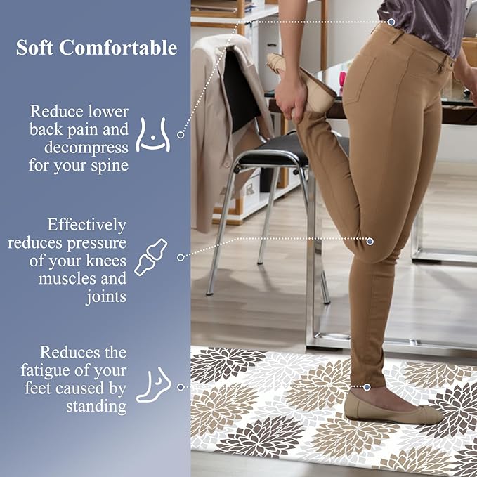 HEBE Cushioned Kitchen Mat Anti Fatigue Floor Mat Runner 20"x71" Non Slip Kitchen Mats for Floor Waterproof Kitchen Rugs and Mats Ergonomic Comfort Mat for Office,Sink,Laundry,Desk