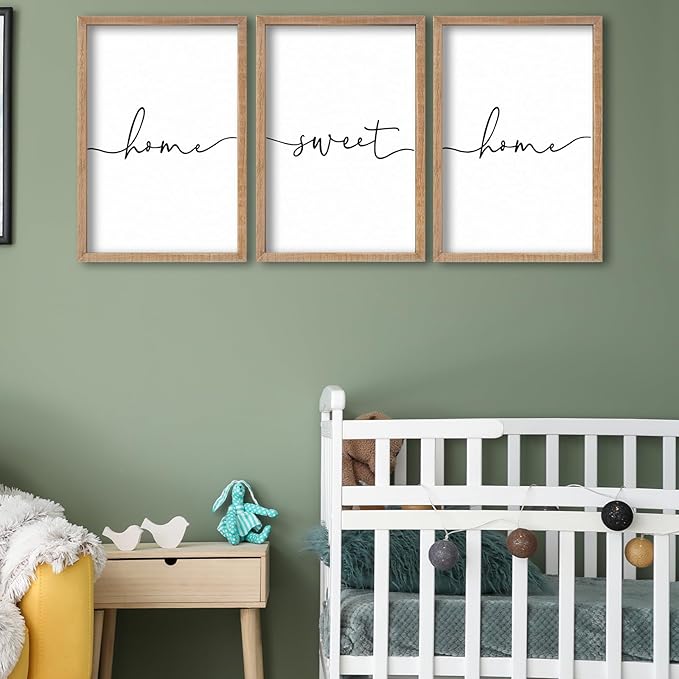 SRSZHIYUE Living Room Wall Decor Minimalist Home Sweet Home Sign Set of 3 16''×11'' Small Family Modern Farmhouse House Wall Plaque Horizontal Hanging Decoration (Wood)