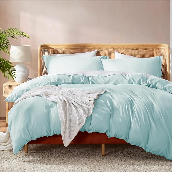 Nestl Twin Duvet Cover Set - Soft Double Brushed Light Blue Duvet Cover Twin/Twin XL, 2 Piece, with Button Closure, 1 Duvet Cover 68x90 inches and 1 Pillow Sham