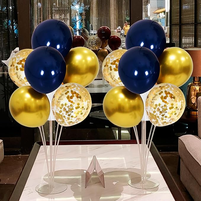 Navy Blue and Gold Balloon Stand Navy and Gold Balloons Centerpiece Table Decorations for Birthday Wedding Anniversary New Year Graduation Decorations Class of 2025(Gold navy set4)