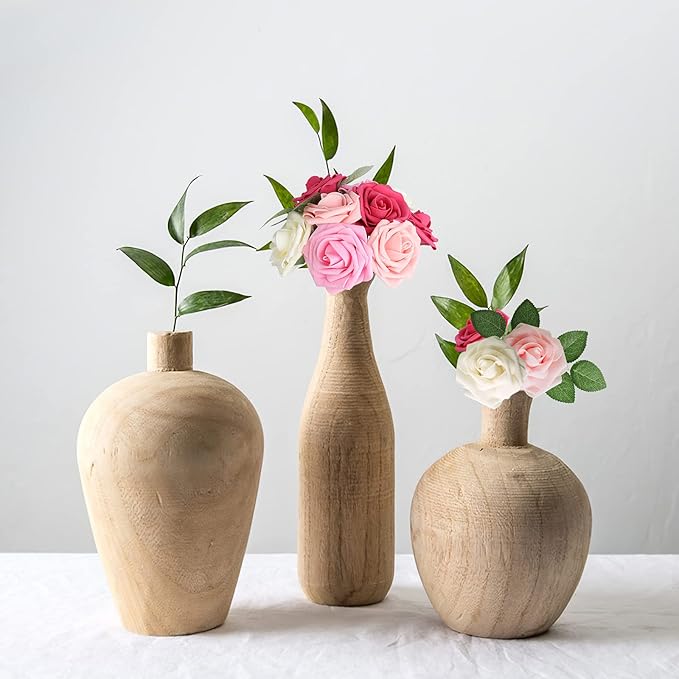 AmyHomie Artificial Flower Seriesa Red Rose 25pcs Real Looking Fake Roses w/Stem for DIY Wedding Bouquets Centerpieces Arrangements Party Baby Shower Home Decorations