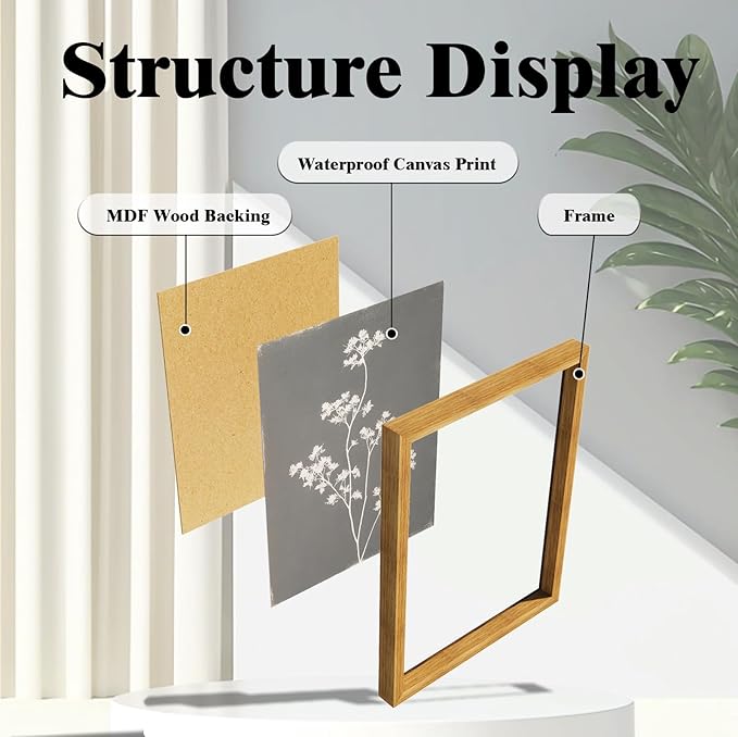 GUMEYJIA Boho Wall Art Set of 4 for Framed Minimalist Botanical Print Canvas Art Rustic Vintage Farmhouse Home Kitchen Wall Decor (8x10 in)