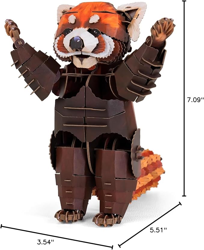 STEM Toy Eco-Friendly Learning Toy for Kids Ages 7 and Up - 3D Paper Puzzle Perfect for Birthdays, Christmas, and Holiday Gifting(Red Panda)