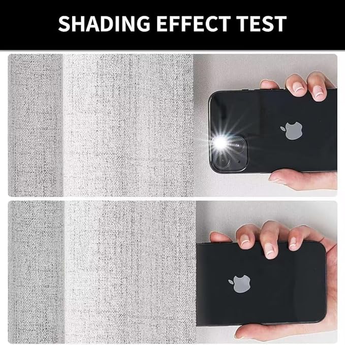 Joydeco Natural Linen Curtains 96 inch Length 2 Panels Set Burg 100% Blackout Patio Door Curtain Room Darkening Sliding Door Curtains Thermal Insulated Back tab Rod Pocket(105x96 inch, White)