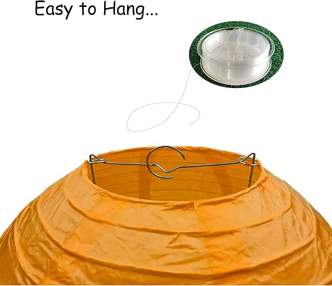 Handmade Decorative Chinese Japanese Hanging Paper Lanterns 24pcs Assorted Sizes 6", 8", 10", 12" Mixture Colors Decoration for Home, Weddings and Parties Lanterns (All Orange)