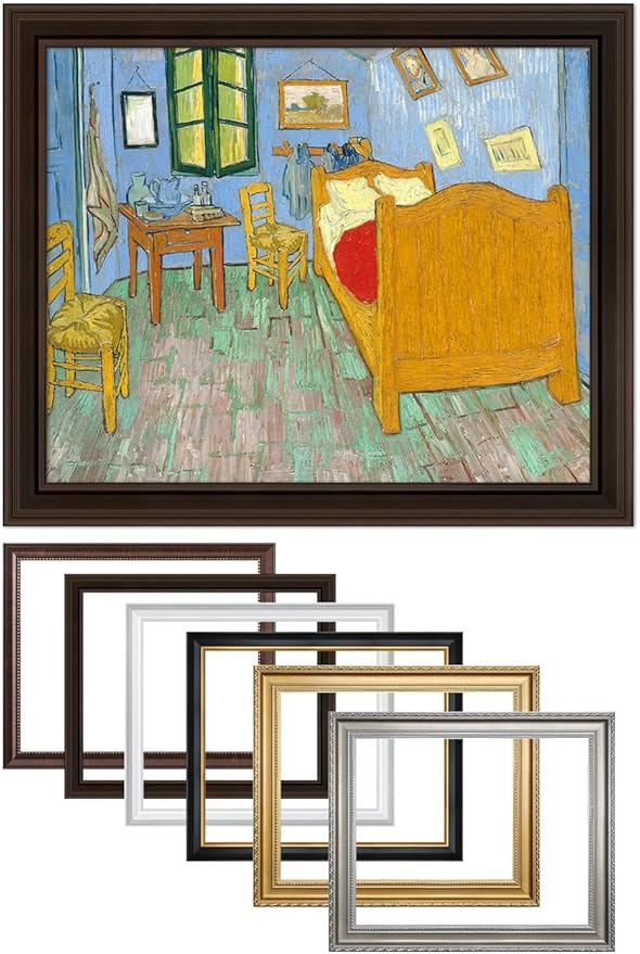 DECORARTS - Bedroom in Arles (Third version) - Vincent Van Gogh Giclee Prints w/Antique Brown Frame for Wall Decor. Picture Size: 20x16, Total Size w/Frame: 23x19