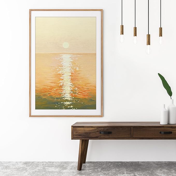 27x40 Picture Frame, Solid Oak Wood 27x40 Poster Frame for Wall, 27 x 40 Frame with Tempered Real Glass, 27x40 Frame with Mat for 24x36, Rustic Wooden 27x40 Art Frame, Natural Oak Color