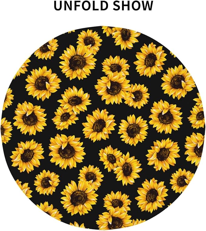 Kawani Sunflower Tablecloth Round 60 Inch Ruitic Yellow Floral Vinyl Table Cloth Waterproof Fabric Farmhouse Sun Flower Tablecloths Decorative for Holiday Home Party Wedding Picnic
