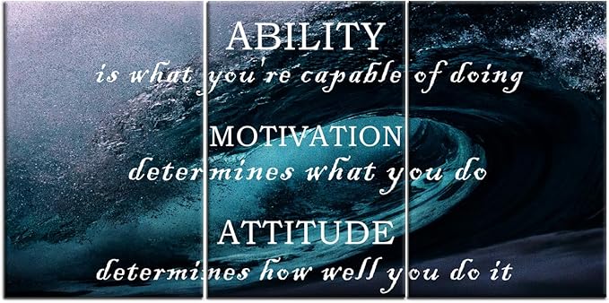 Motivational 3 Piece Wall Art Large Ocean Posters Inspirational Entrepreneur Quote HD Picture Print Canvas Framed Painting Artwork for Living Room Office Wall Decoration Ready to Hang [72''Wx 36''H]