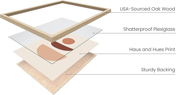 HAUS AND HUES Boho Wall Art Minimalist Wall Decor - Boho Art Prints Neutral Poster, Geometric Art Mid Century Modern Wall Art Wall Decor, Sun Semi Circle (Beige Framed, 12x16)