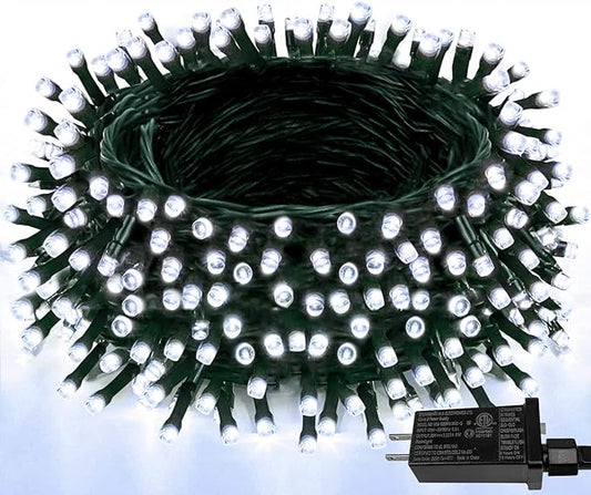 Upgraded 99FT 300 LED Christmas Lights Outdoor & Indoor, Memory Function & Timer & 8 Modes, Mini Green Wire Waterproof Fairy Lights for Christmas Tree Holiday Party Garden Decorations (Cool White)