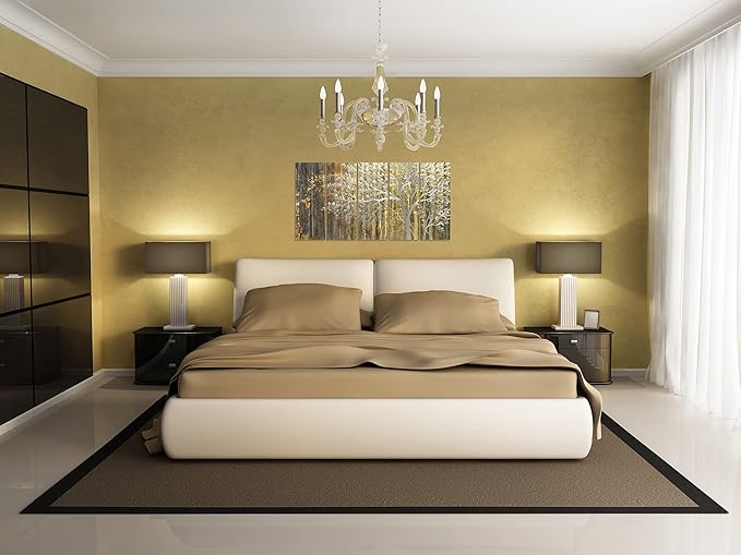 Yihui Arts Gold Metal Wall Art Handcrafted Tree on Aluminum Artwork Modern Forest Pictures with 3D for Living Room Bedroom Kitchen Decor