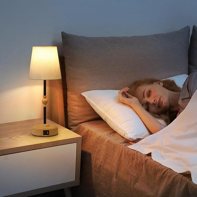 Bedside Table Lamp for Bedroom with 2 USB Charging Ports Minimalist Small Nightstand 3-Way Dimmable Touch Desk Lamp for Living Room Home Office Dorm,LED Bulb Included