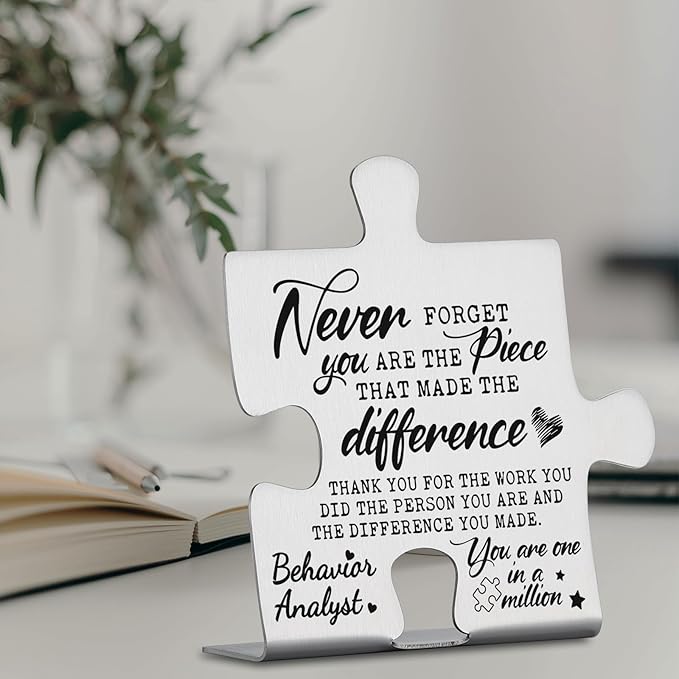 Behavior Analyst Gifts, Thank You Appreciation Gifts for Behavior Analyst Week Birthday Christmas Office Desk Decor Puzzle Piece Decorative Signs Plaques YCC33