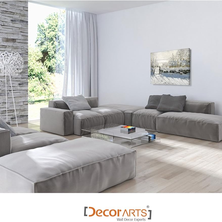 DECORARTS - The Magpie, Claude Monet Art Reproduction. Giclee Canvas Prints Wall Art for Home Decor 24x20